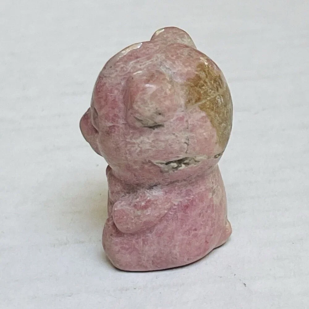 Pink Crystal Carved Bear Mini Figure Figurine